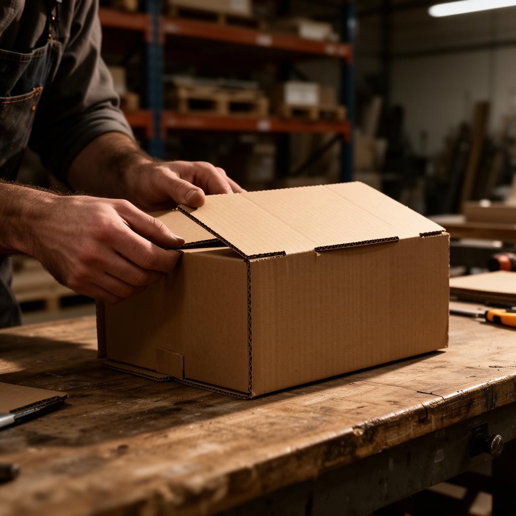 Craftsman assembling a corrugated box